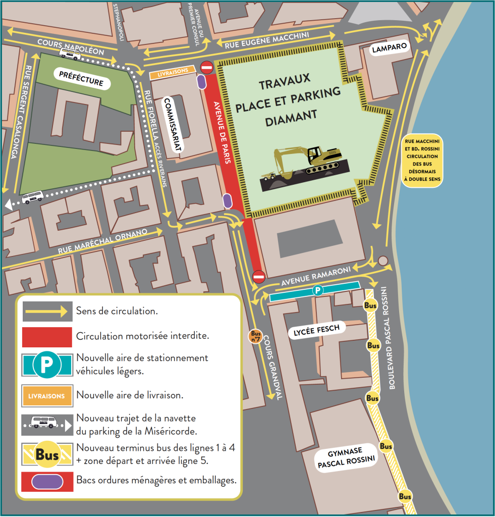 Requalification de la place et extension du parking du Diamant : le plan de circulation s'adapte au rythme soutenu du chantier